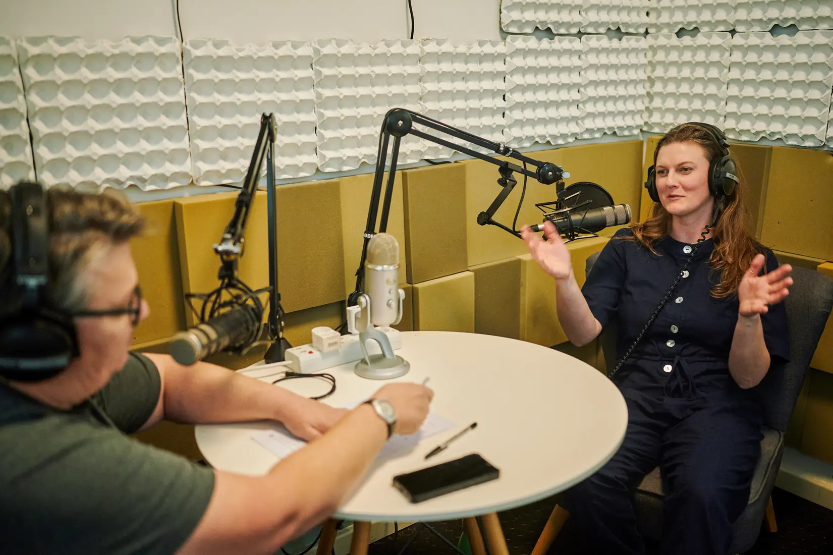 Lizelle van Rhyn recording in the Cape Town Office podcast studio